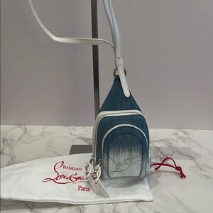 Christian Louboutin LOUBIFUNK Mini Degrade Denim Backpack / Sling Bag. NWT